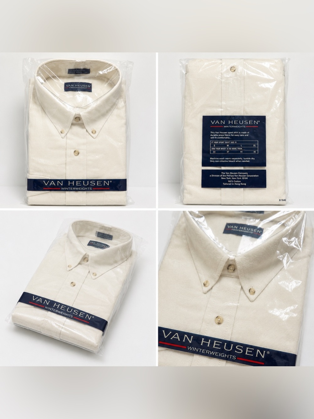 Vintage Van Heusen Button-Down Shirt SEALED NWT 1970’s Size Large Ivory